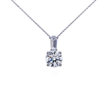 1.30 CT Round and Baguette CZ Pendant in Sterling Silver